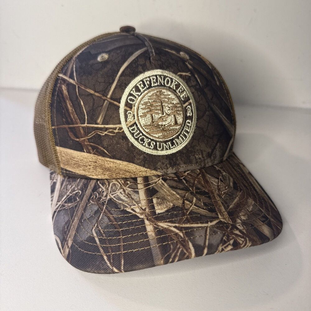 Ducks Unlimited x Okefenokee Swamp Mesh Camo Hat Team Snapback Embroidered NOS